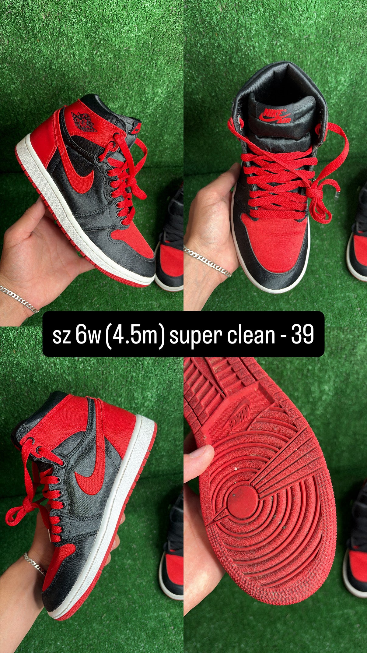 Jordan 1 High Satin Bred Size 4.5m (6w)
