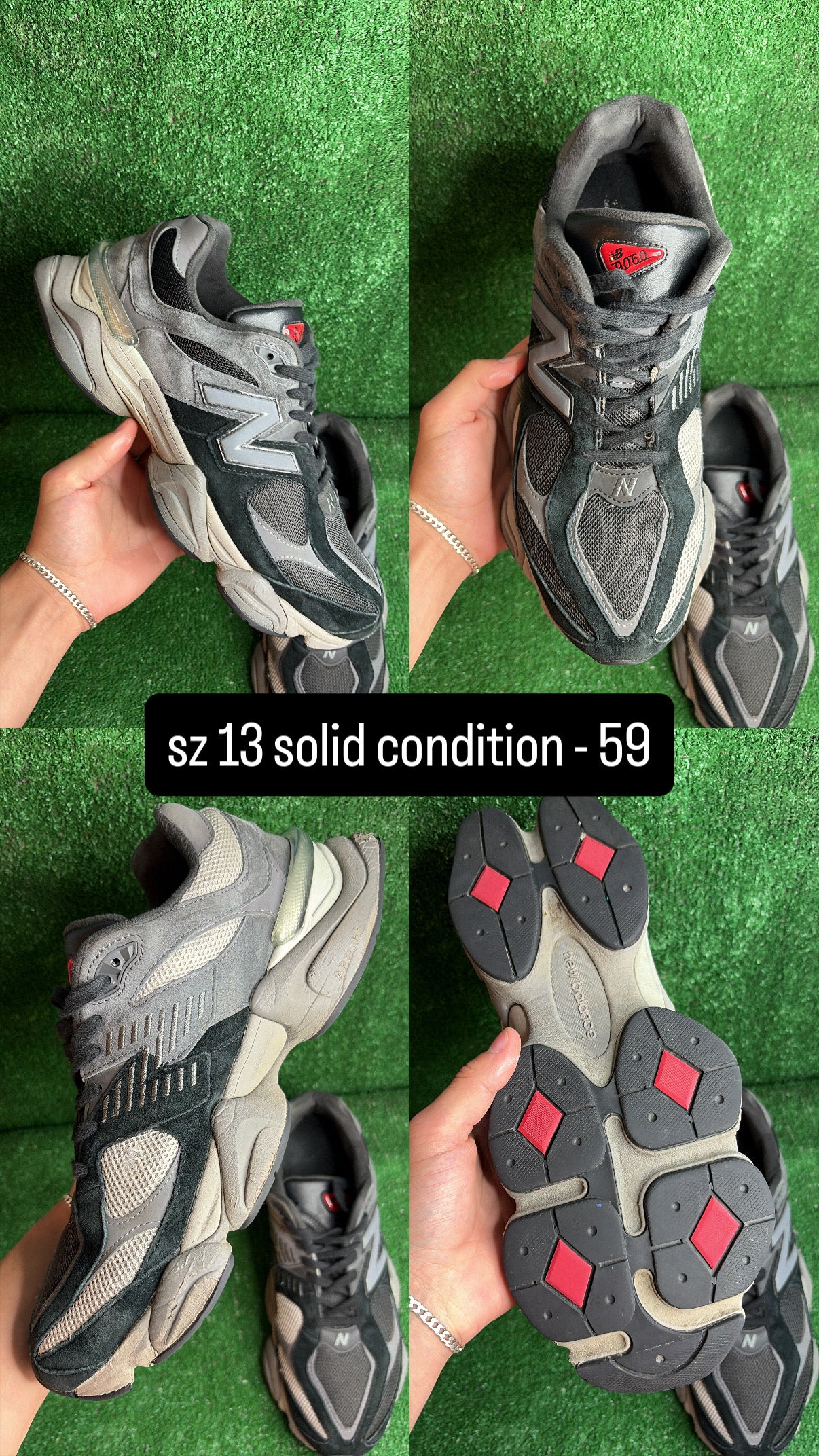 New Balance 9060 Black Castlerock Size 13