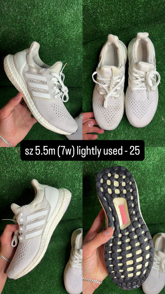Adidas Ultraboost Triple White Size 5.5 (7w)