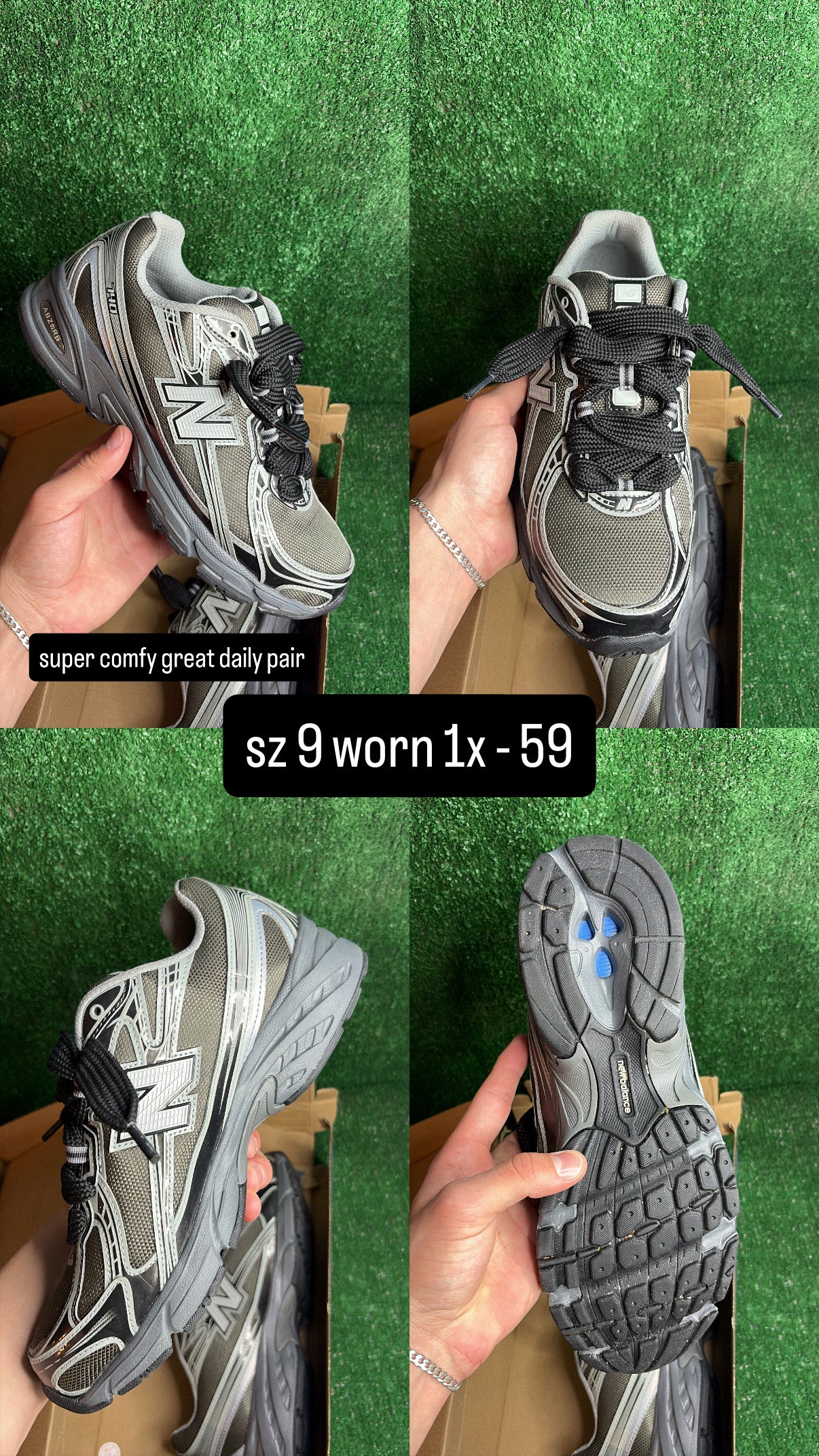 New Balance 740 Black Metallic Size 9