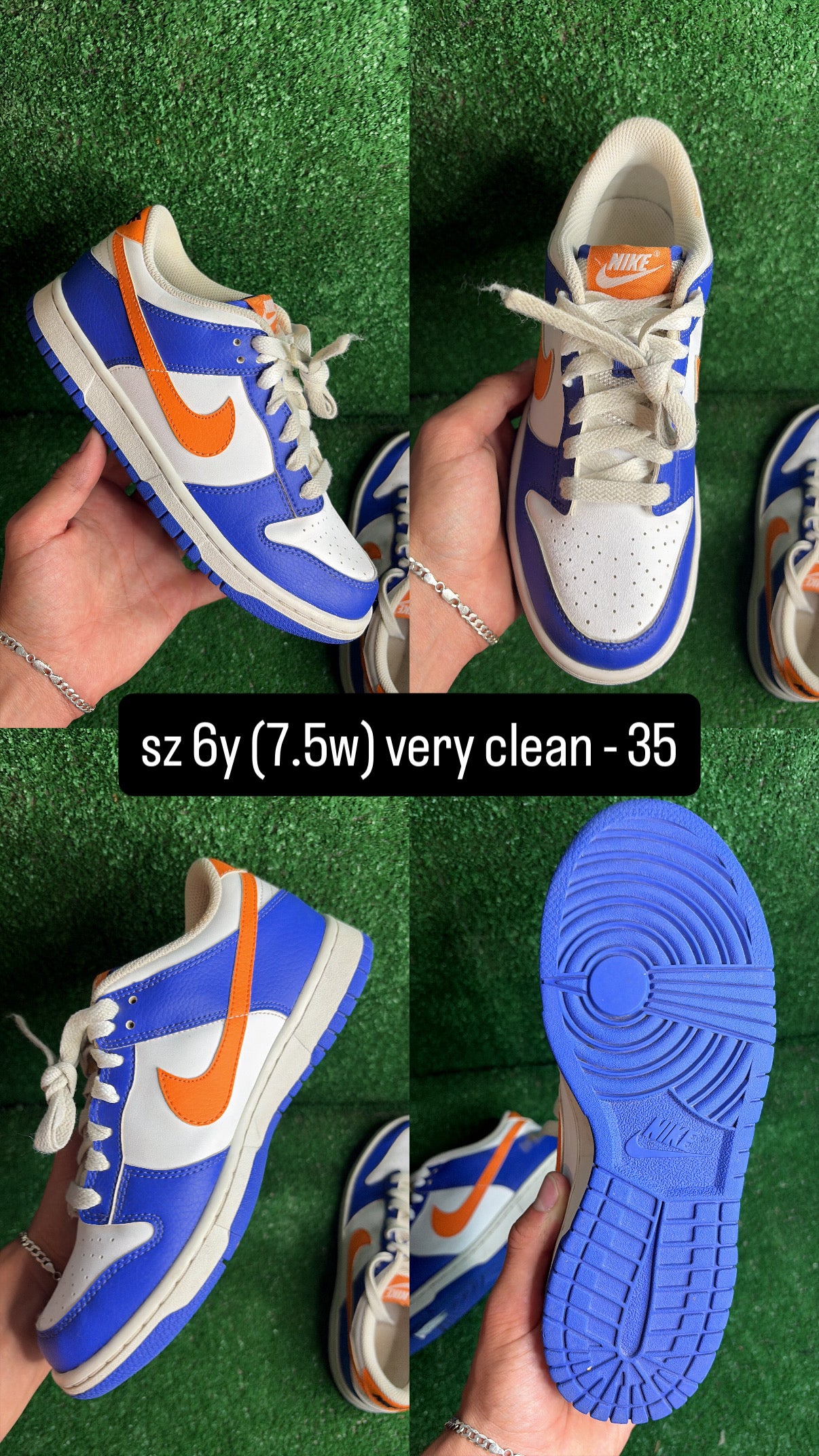 Nike Dunk Low Blue Orange Size 6y (7.5w)