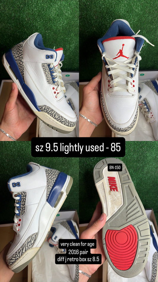 Jordan 3 True Blue (2016) Size 9.5