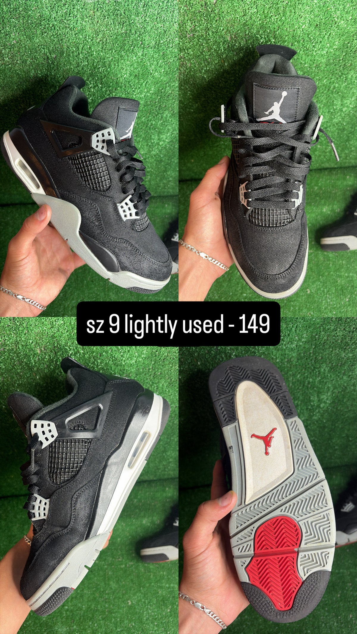 Jordan 4 Black Canvas Size 9