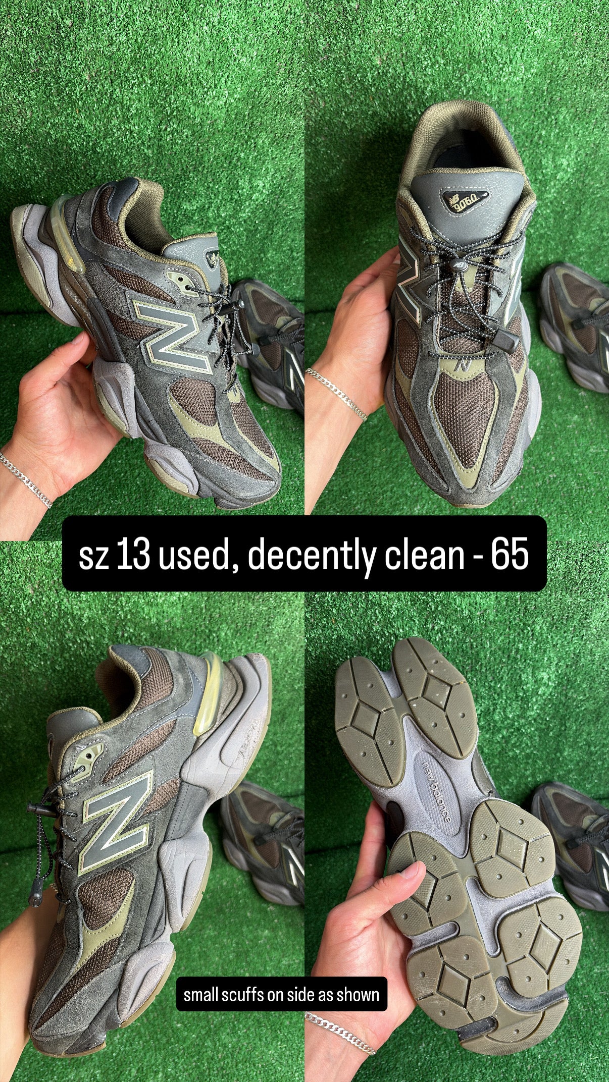 New Balance 9060 Forest Green Brown Size 13