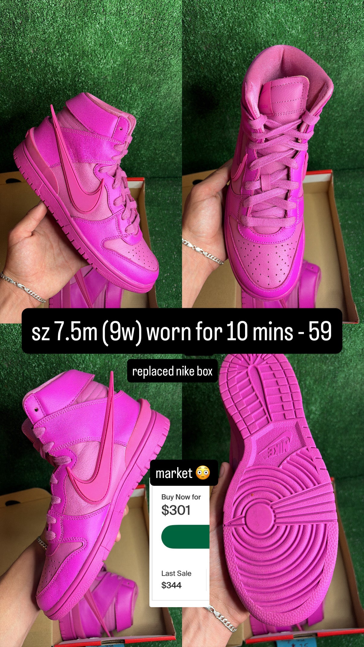 Nike Dunk High Ambush Active Fuchsia Size 7.5m (9w)