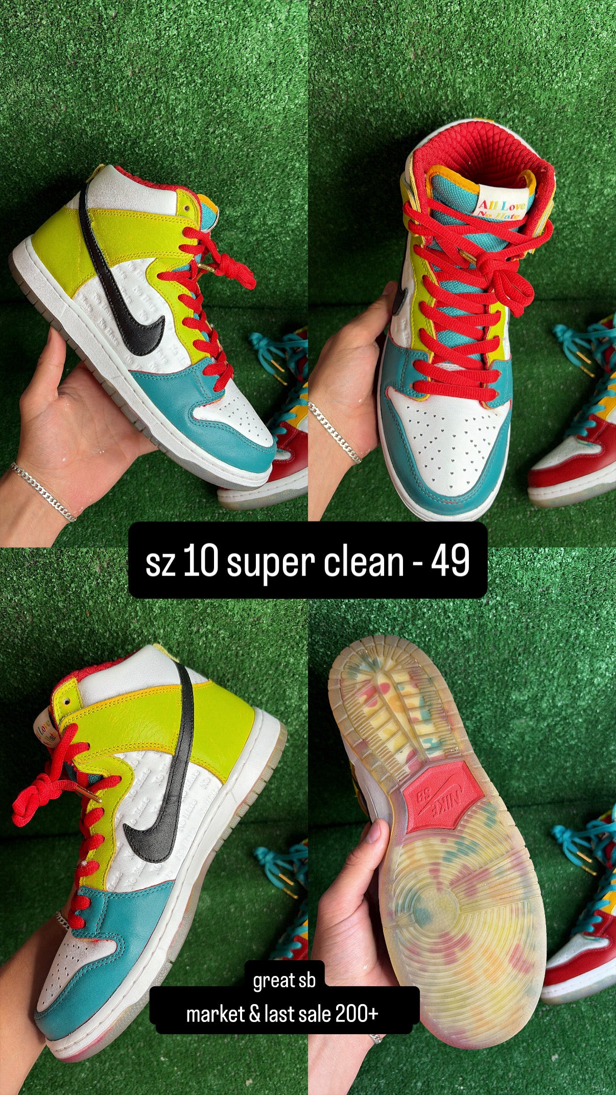 Nike Dunk High SB All Love No Hate Size 10