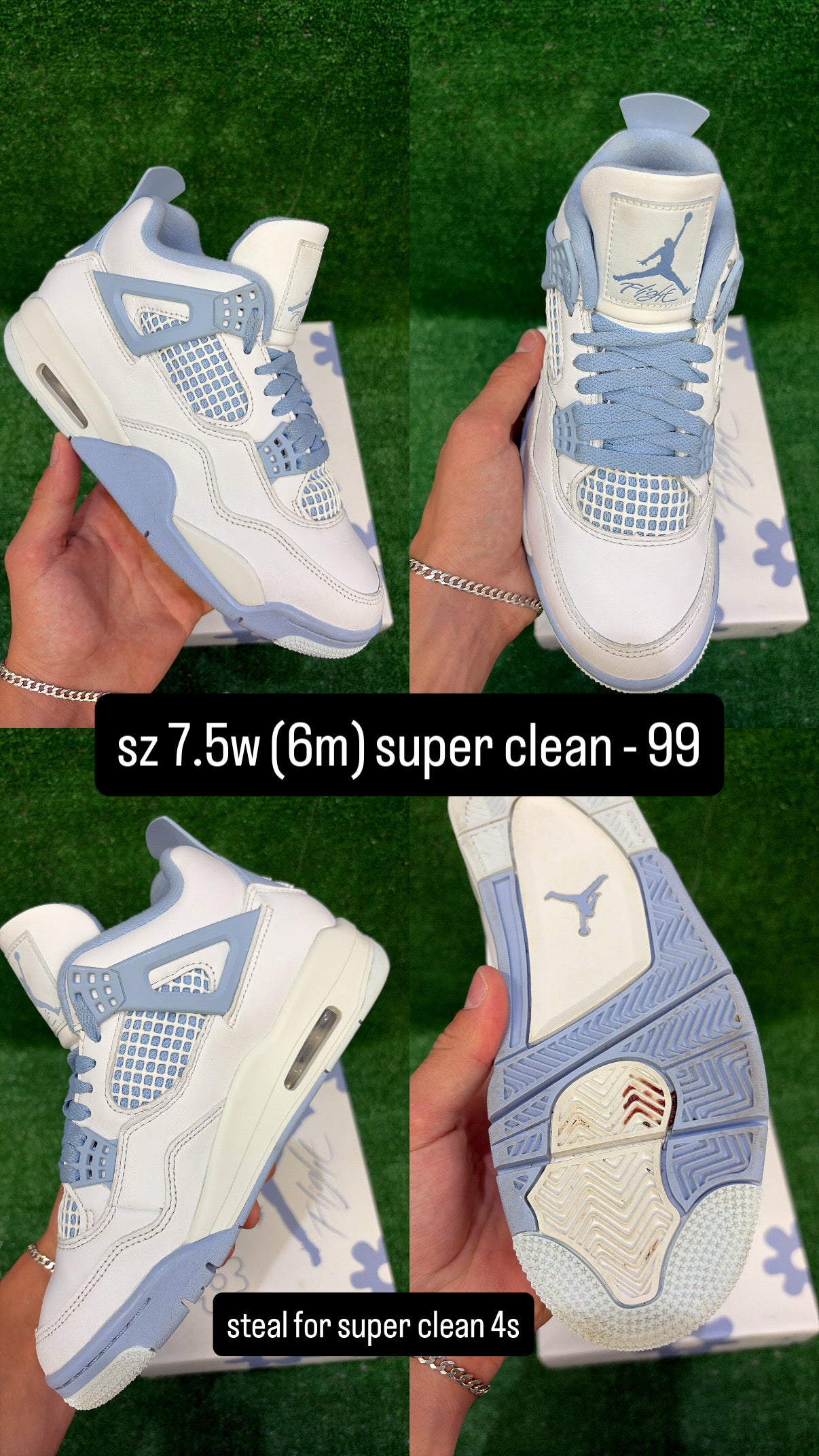 Jordan 4 Forget Me Not Size 6m (7.5w)