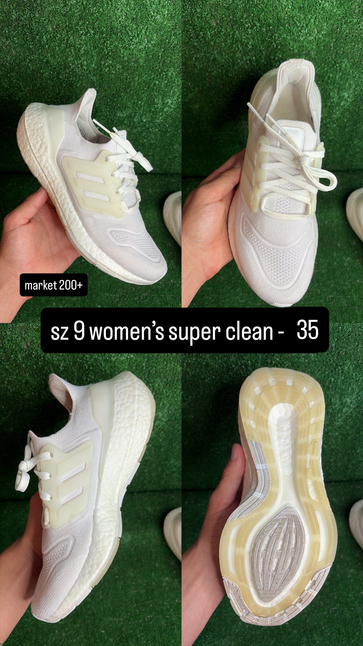 Adidas Ultraboost 21 Triple White Size 7.5m (9w)