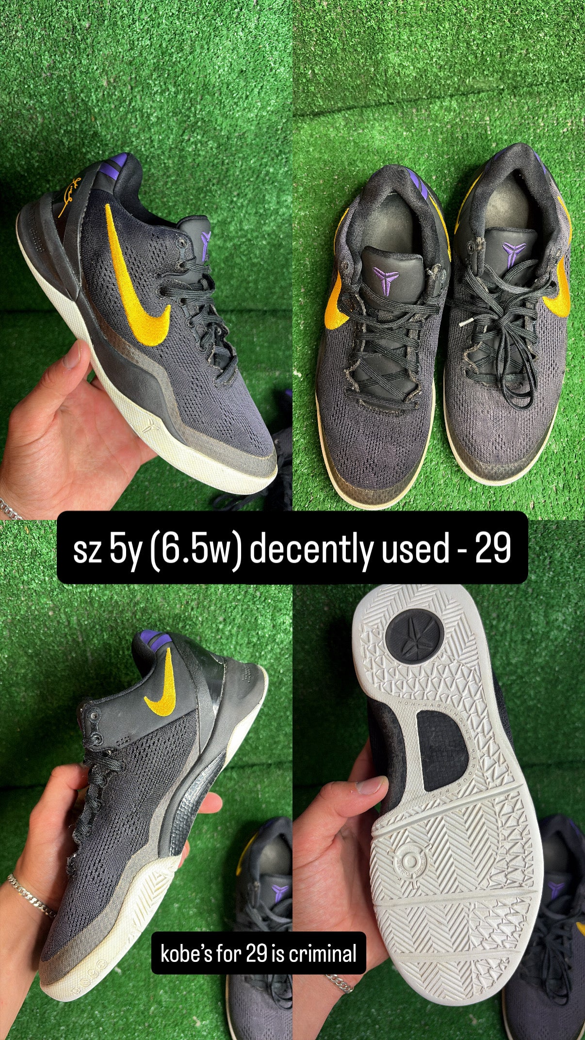 Nike Kobe 8 Lakers Away Size 5y (6.5w)