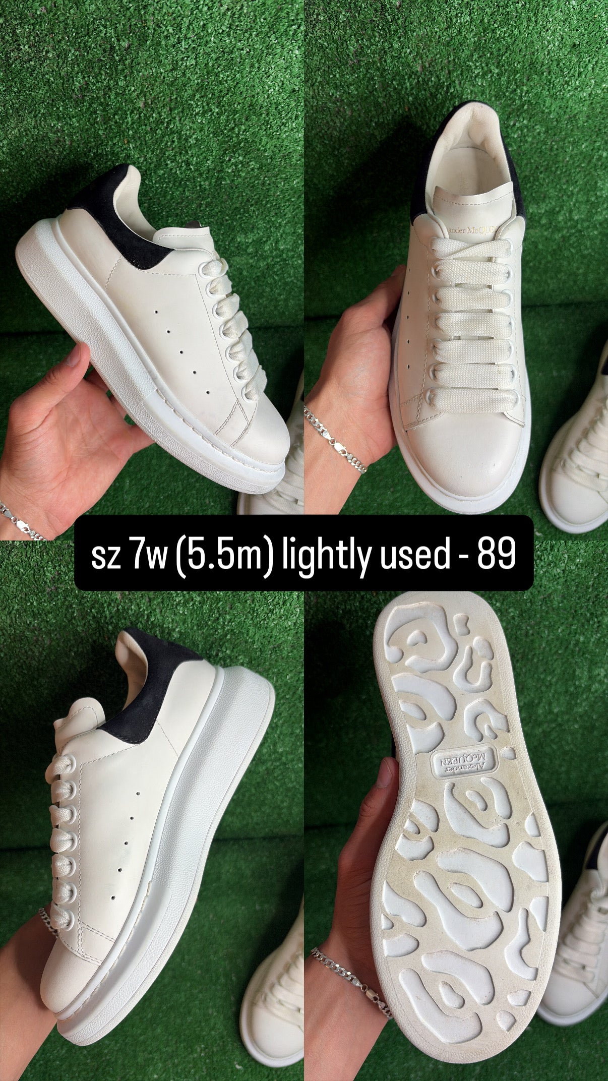 Alexander McQueen Oversized Sneaker Black White Size 5.5m (7w)