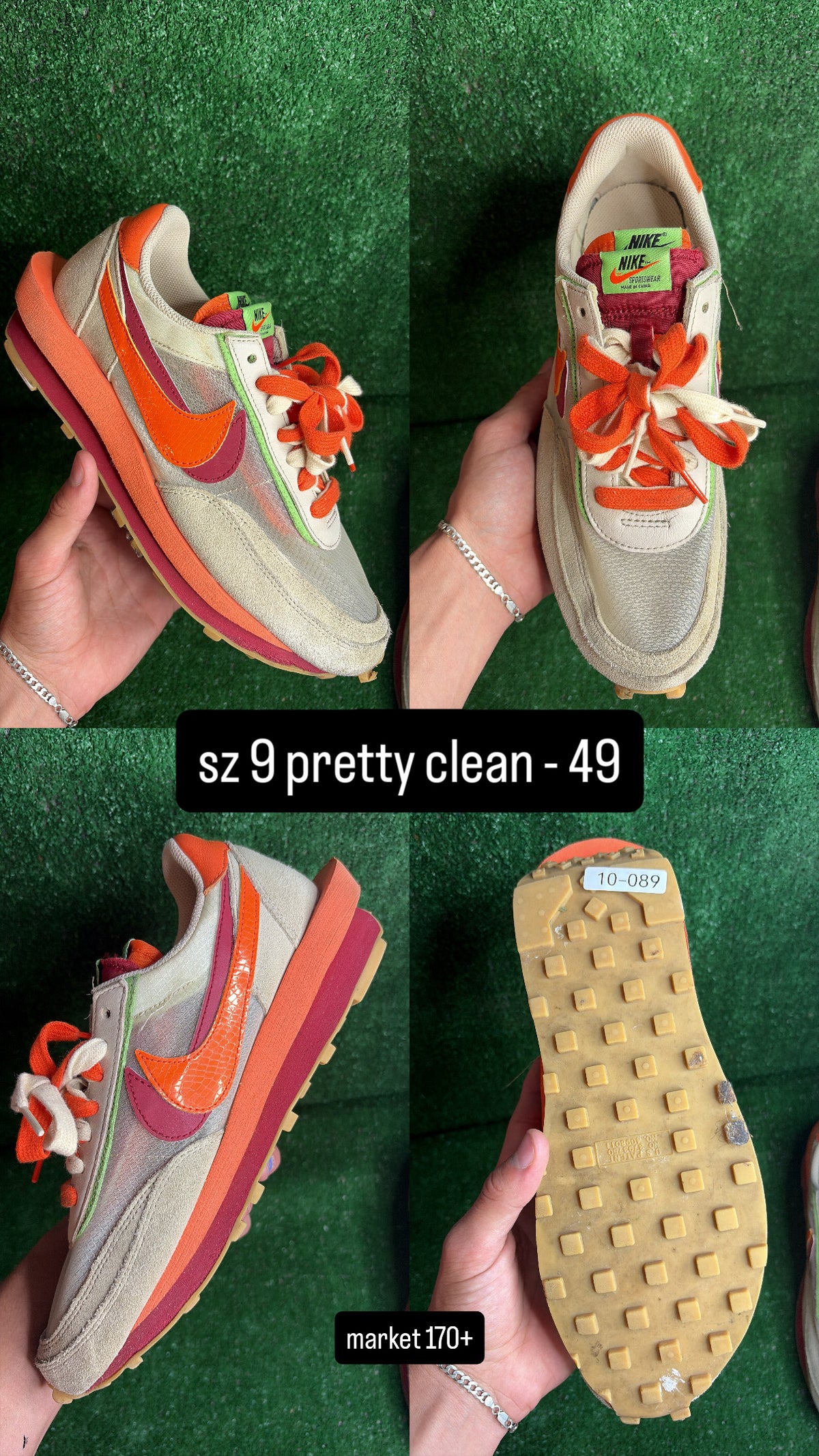 Nike Sacai LD Waffle Clot Orange Size 9