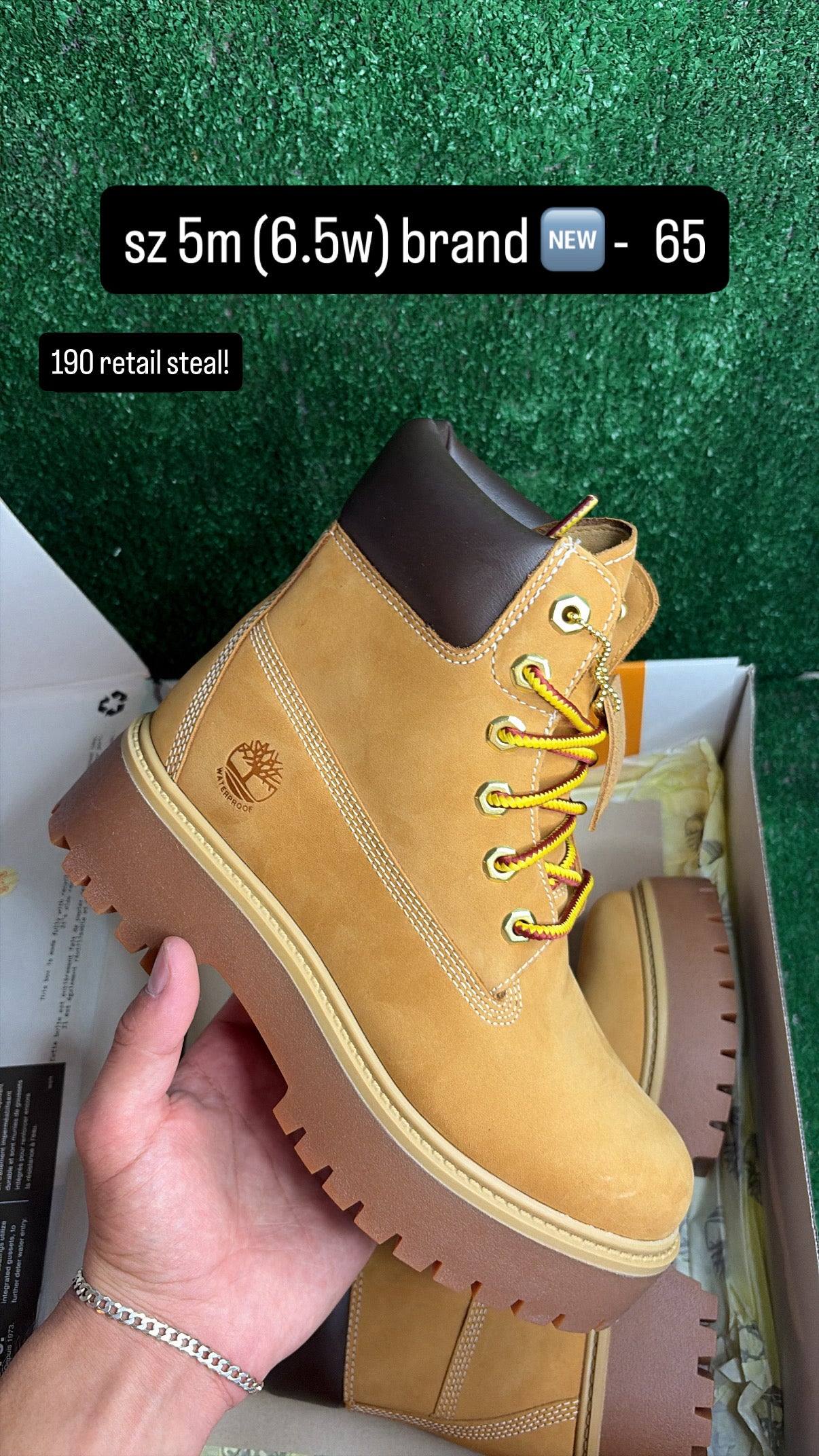 Timberland Boot Platform Sole Wheat Size 5m (6.5w)