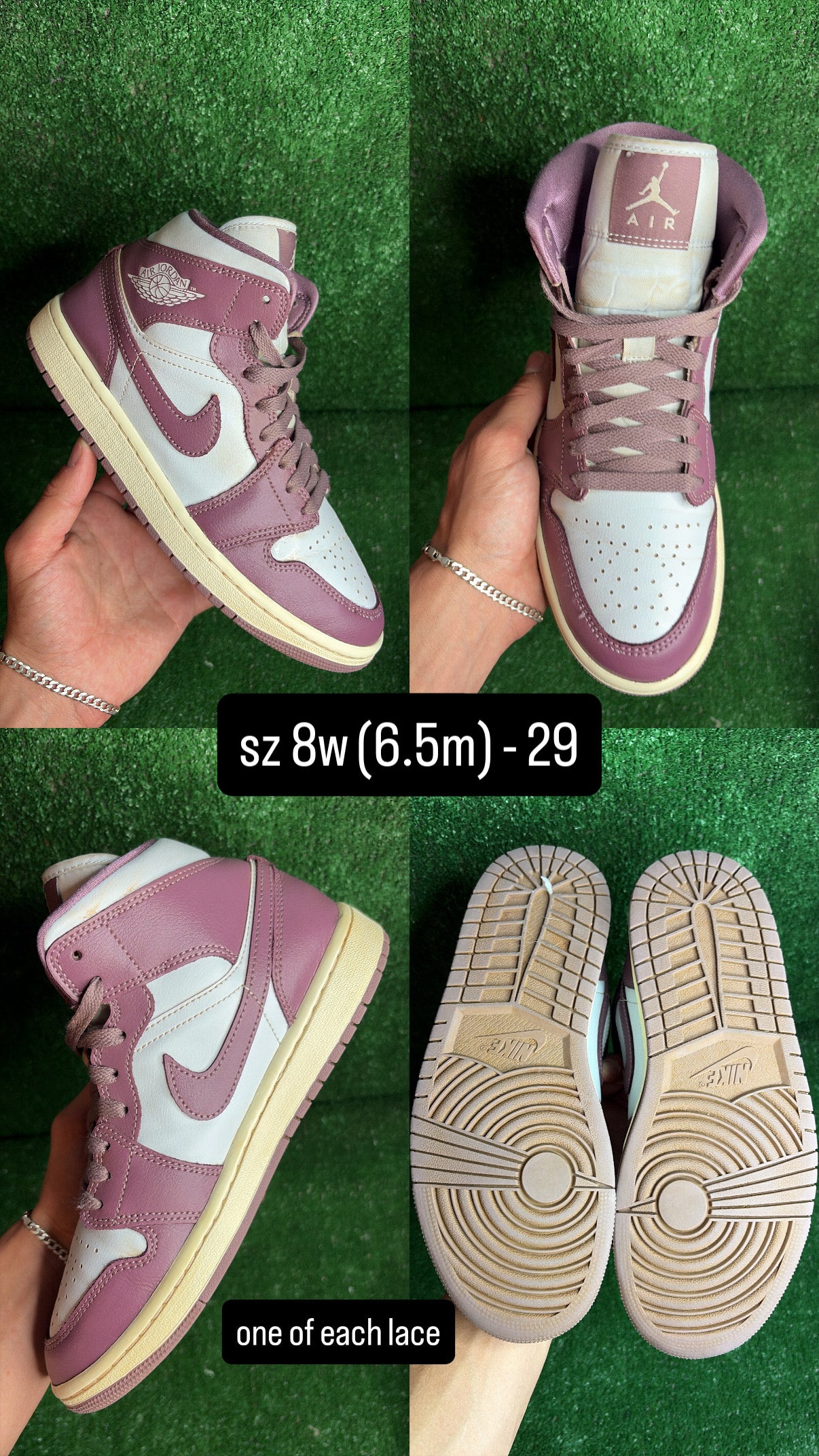 Jordan 1 Mid Muave Size 6.5m (8w)