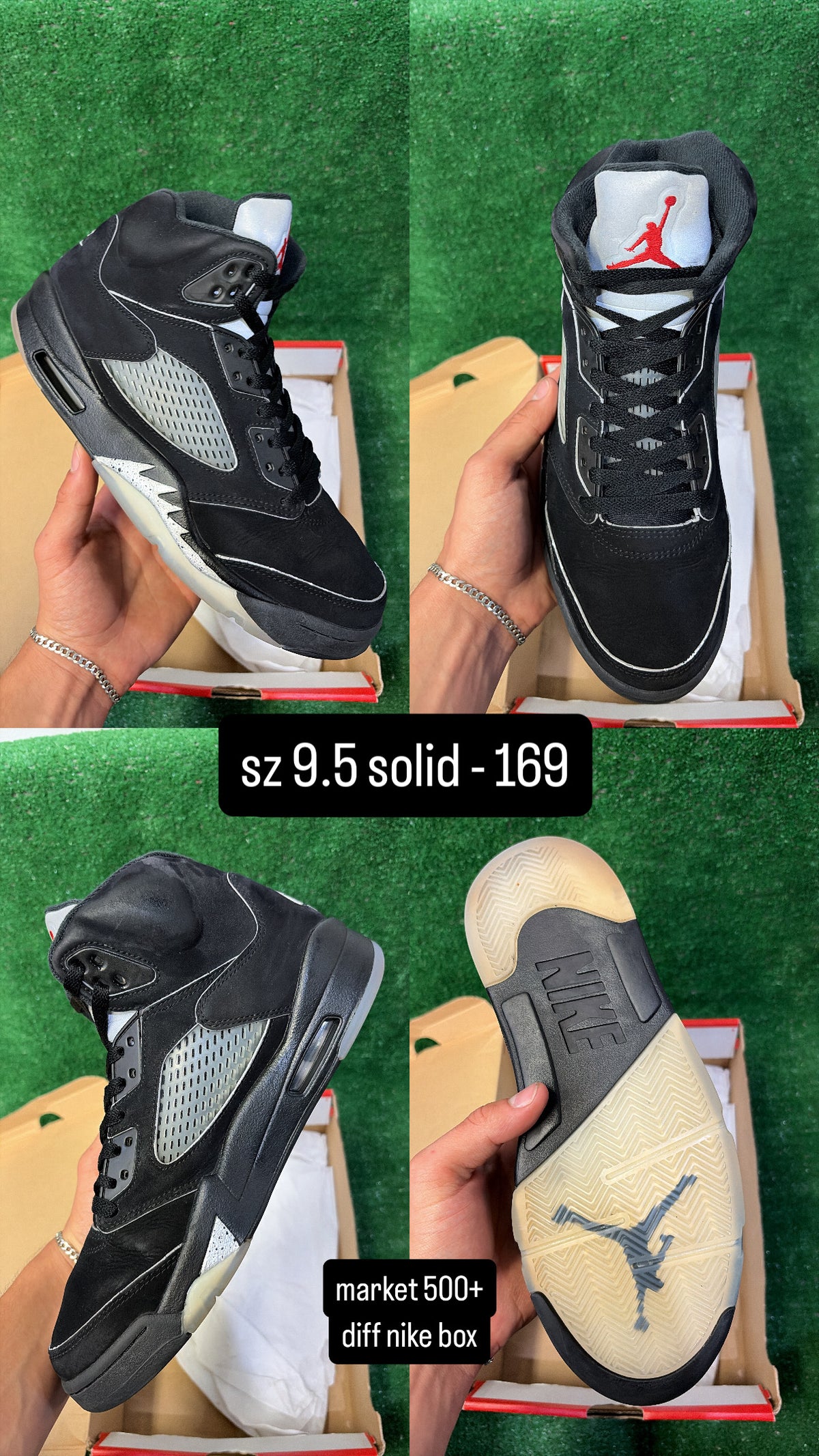 Jordan 5 Black Metallic Size 9.5