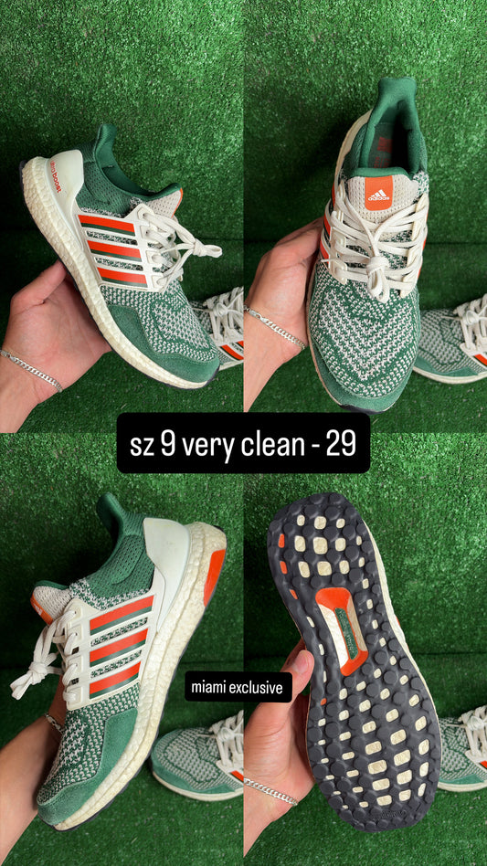 Adidas Ultraboost 1.0 NCAA Exclusive Miami Hurricanes Size 9