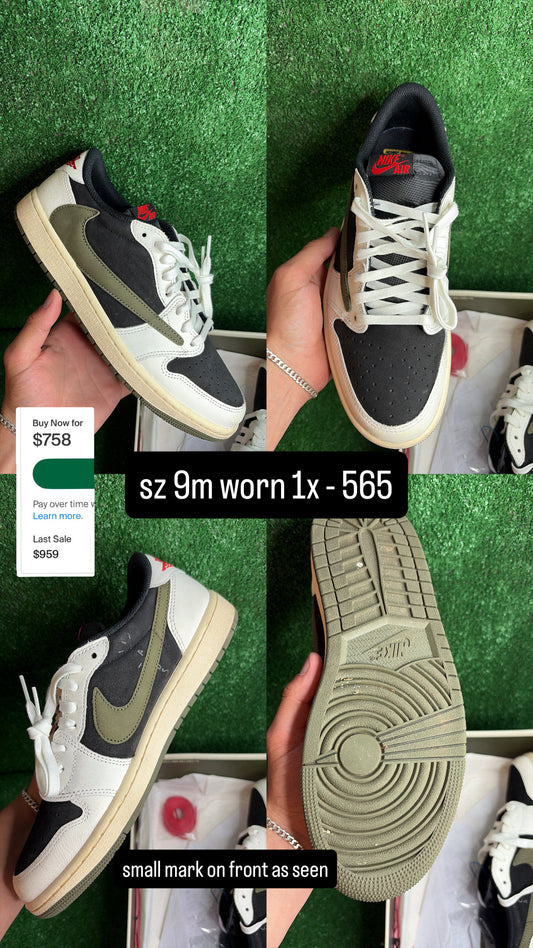 Jordan 1 Low Travis Scott Olive Size 9m