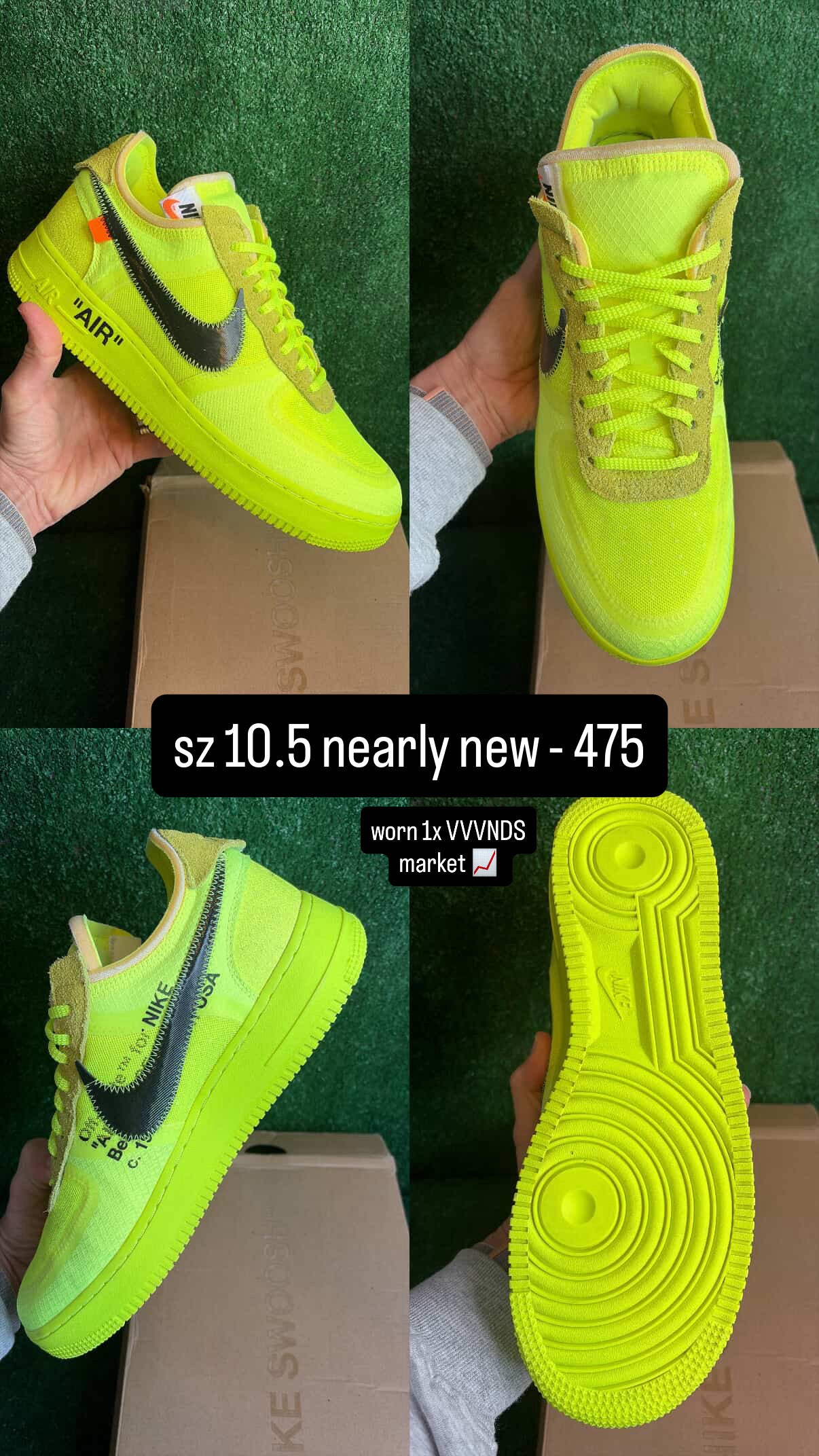 Nike Air Force 1 Off White Volt Size 10.5