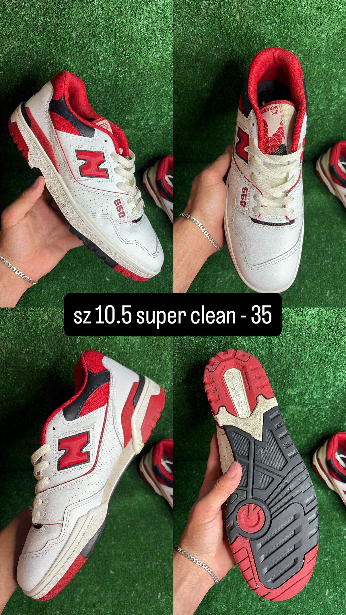 New Balance 550 White Red Size 10.5