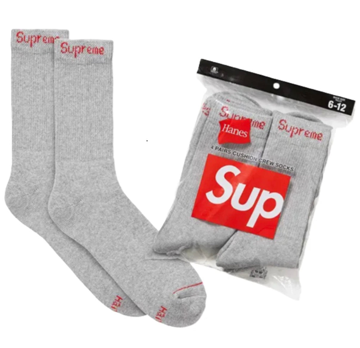 Supreme Socks Grey - (1 PAIR)