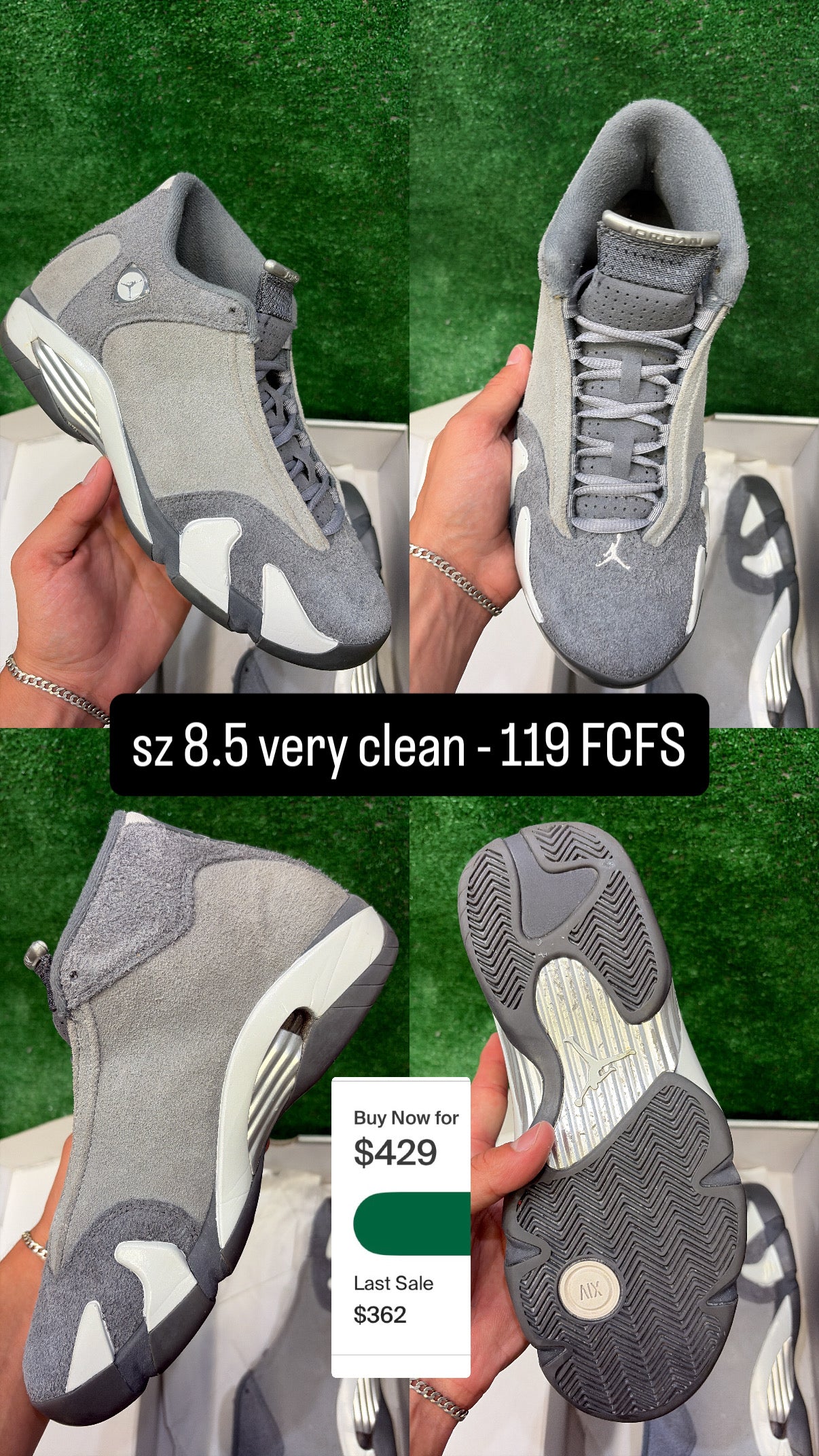 Jordan 14 Flint Grey Size 8.5