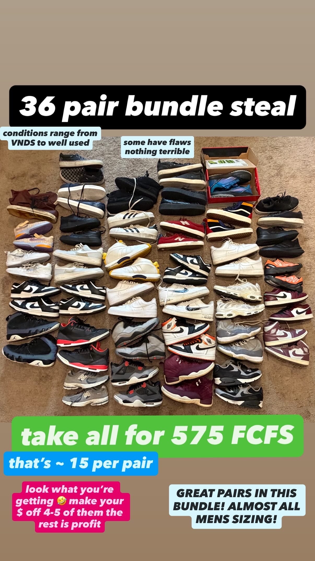 Bundle Sneaker Deal - 36 Pairs for ~ $15 each