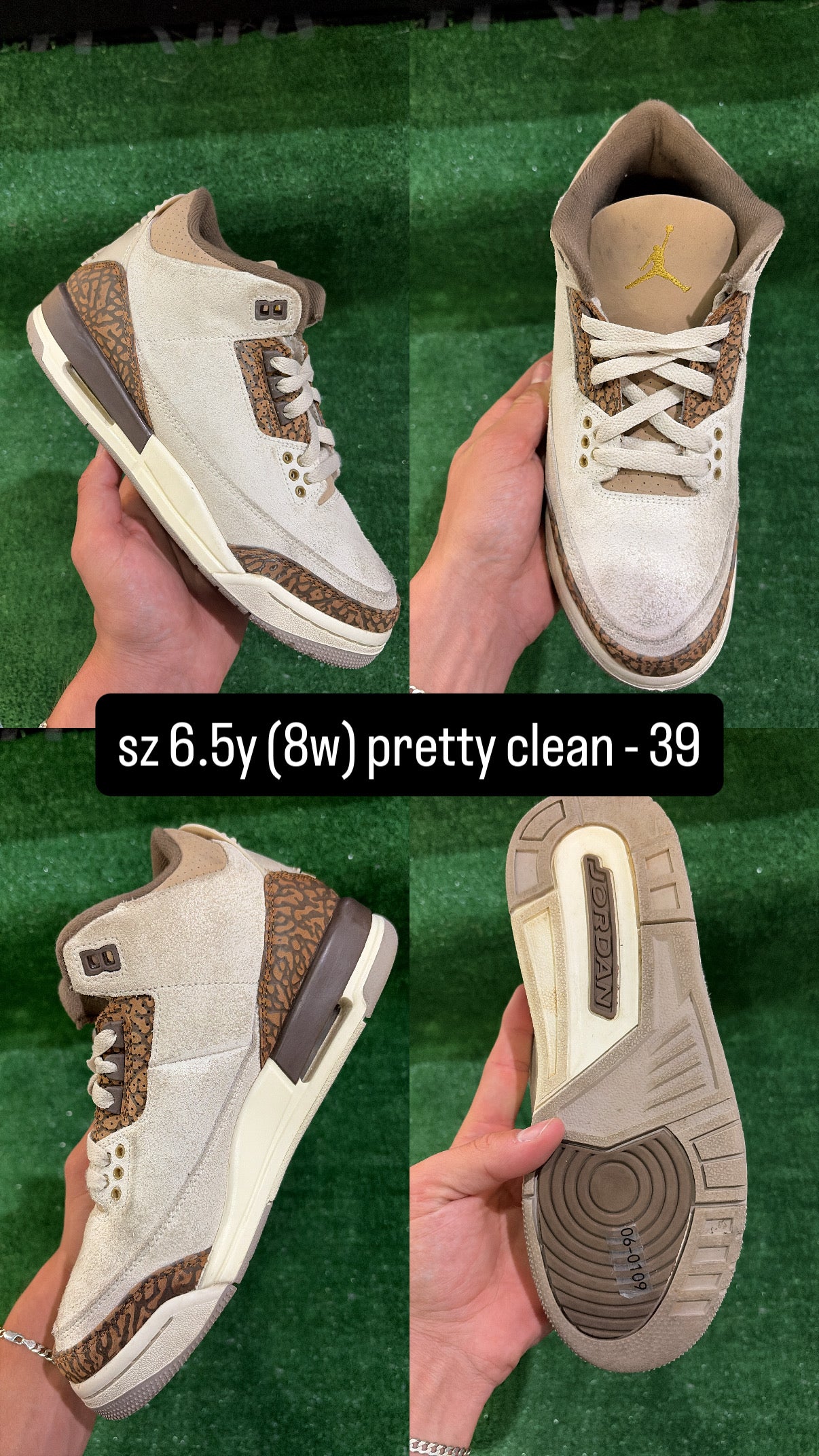 Jordan 3 Palomino Size 6.5y (8w)
