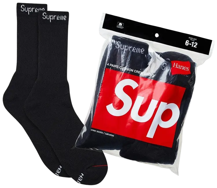 Supreme Socks Black - (1 PAIR)