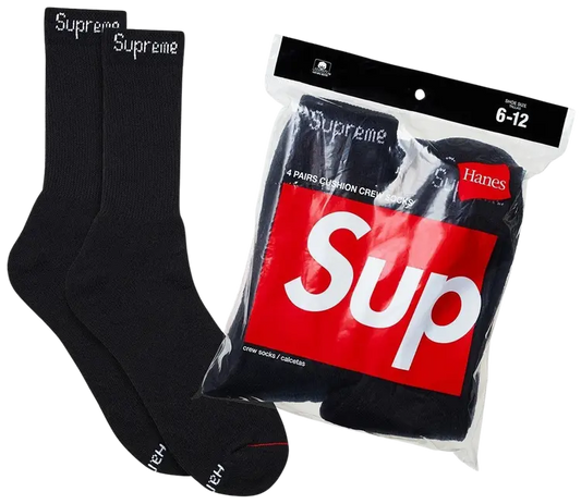Supreme Socks Black - (1 PAIR)