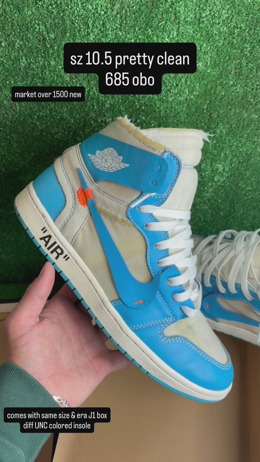Jordan 1 Off White UNC Size 10.5